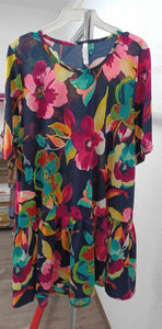 Beautiful Navy Pink Floral Tropical Shirt Top