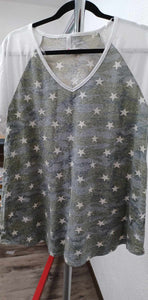 Camo and White Star Shirt Top
