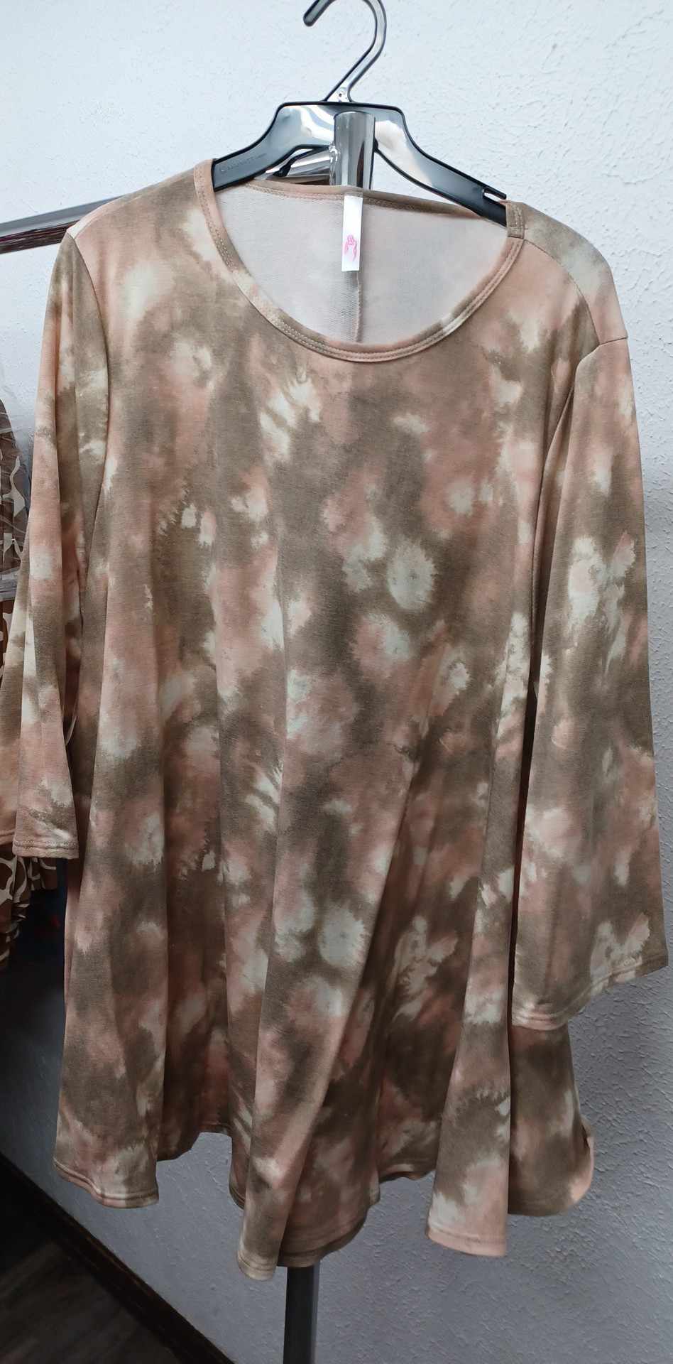 Pink Brown Beige Tie Dye Shirt Top