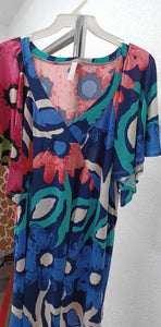 Blue Pink Mint Floral Shirt Top