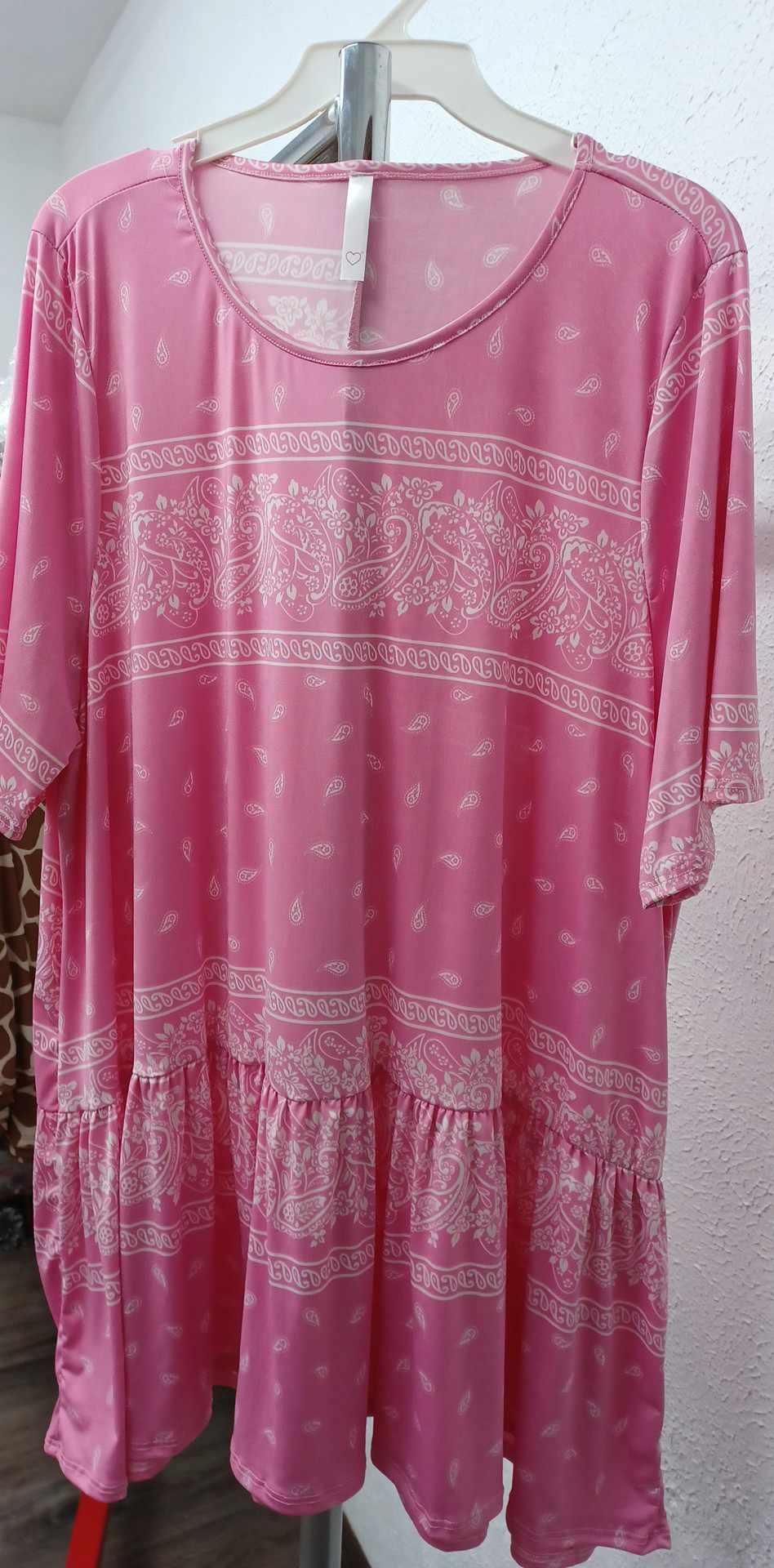 Pink Paisley Shirt Top Ruffle Hem
