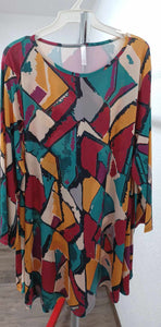 Burgundy Yellow Teal Gray Shirt Top