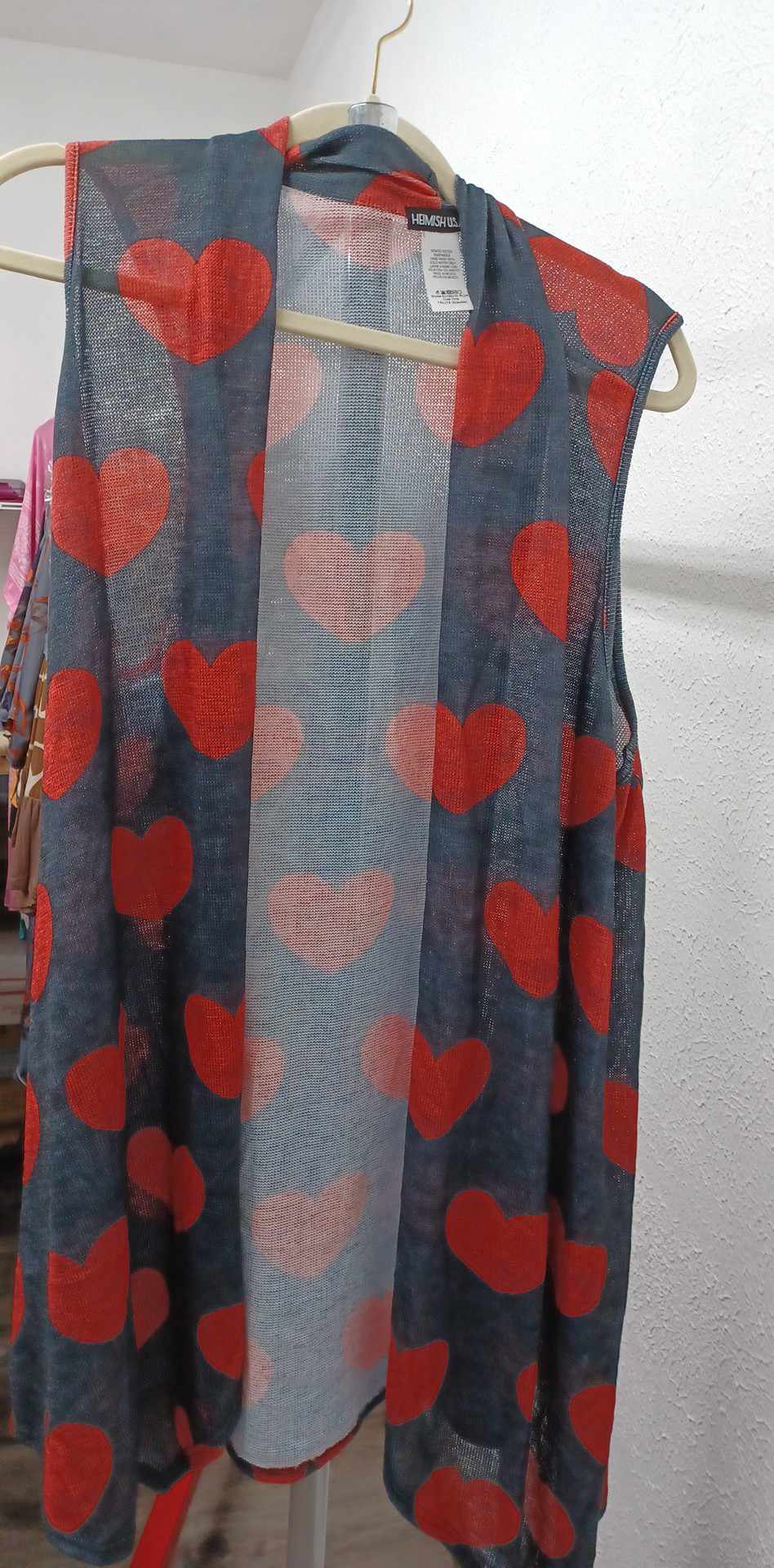 Adorable Red Heart Open Front Vest Layering Piece