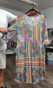 PSFU Blue Pink Yellow Paisley Dress