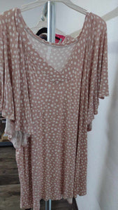 Blush Pink White Polka Dot V Neck Shirt Top