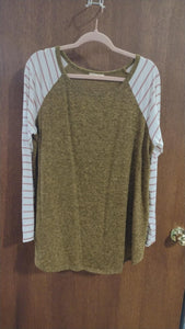 Stretchy Stripe Sleeve Shirt Top