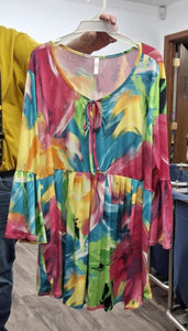 Bright Beautiful Tie Neck Shirt Top
