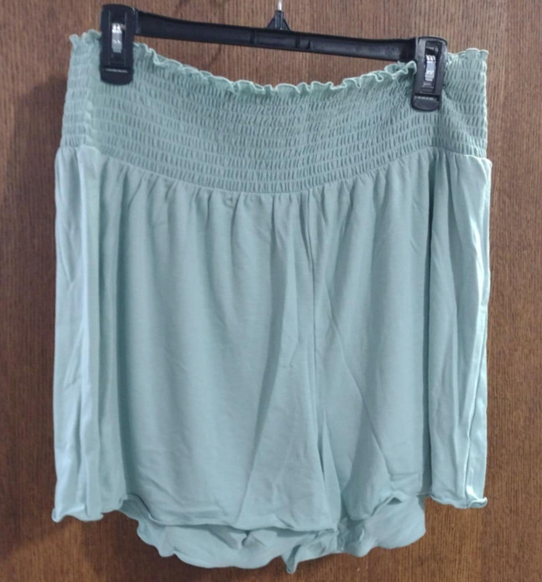 Light Sage Smocked Waist Shorts