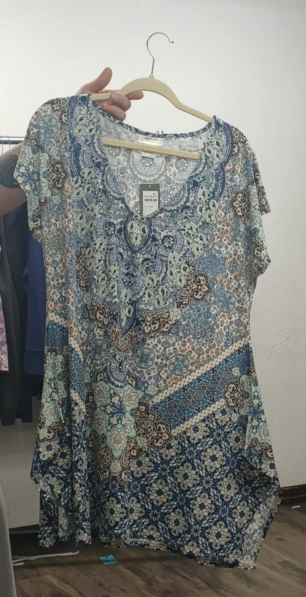 Gorgeous Blue Bling Long Shirt Tunic