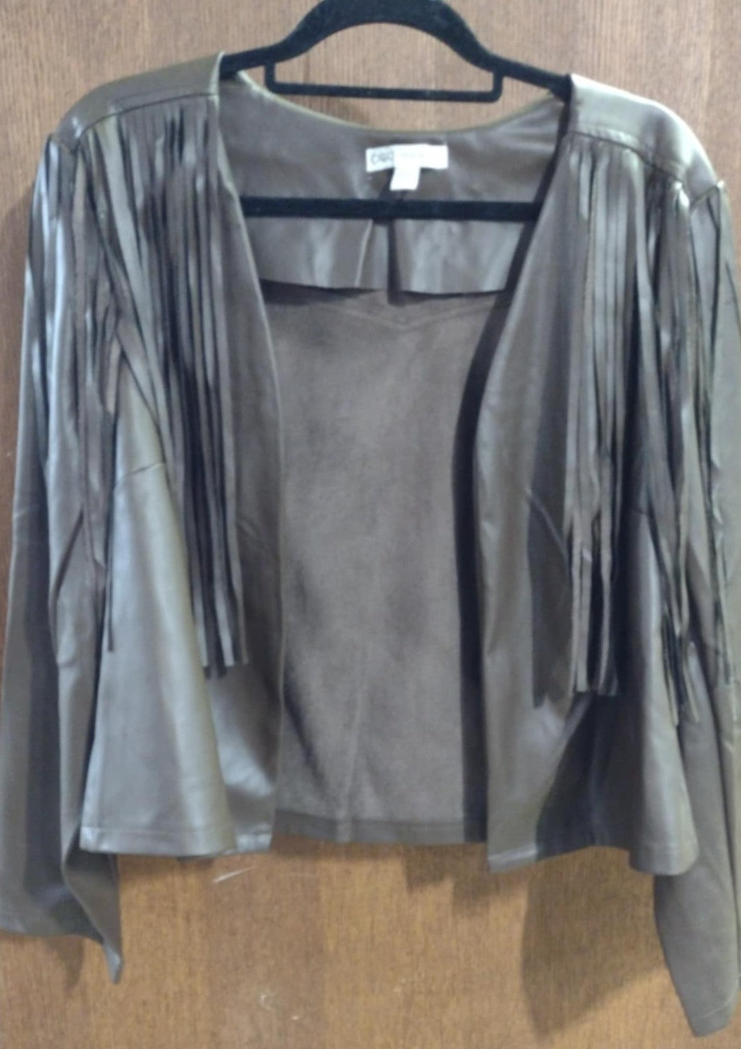 Brown Faux Leather Fringe Jacket