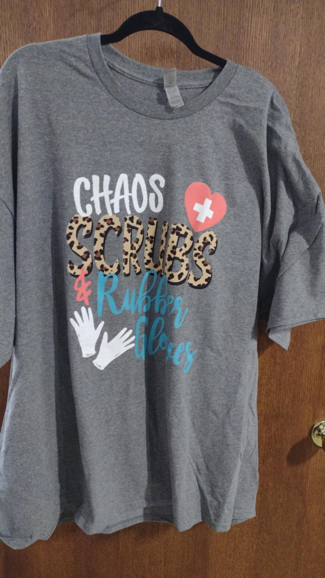 Cute Chaos Scrubs and Rubbed Gloves Nurse Shirt Top