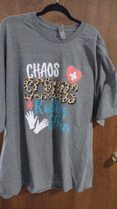 Cute Chaos Scrubs and Rubbed Gloves Nurse Shirt Top