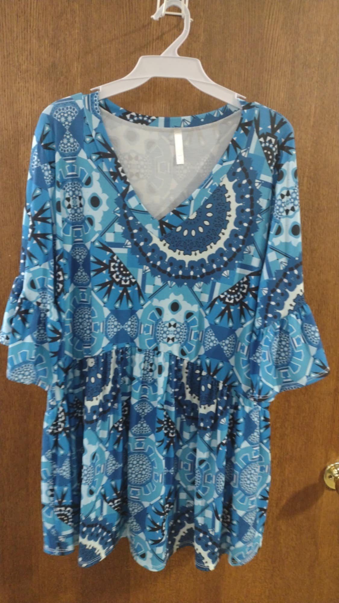 Blue Black Medallion Print Shirt Top
