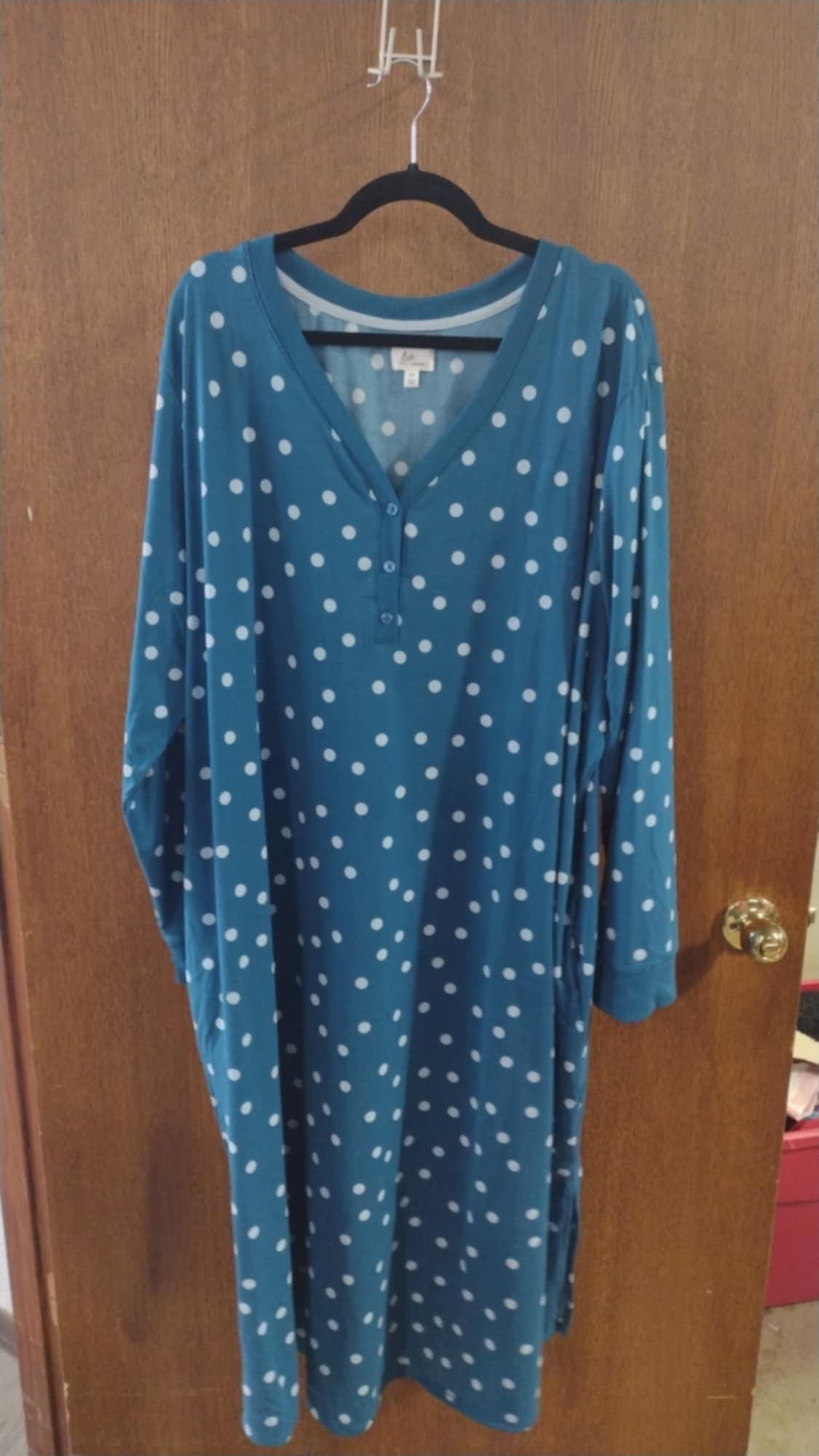 Dark Teal Polka Dot Nightgown Sleepshirt