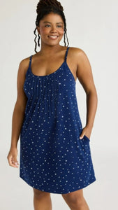 Navy Pleated Star Nightgown