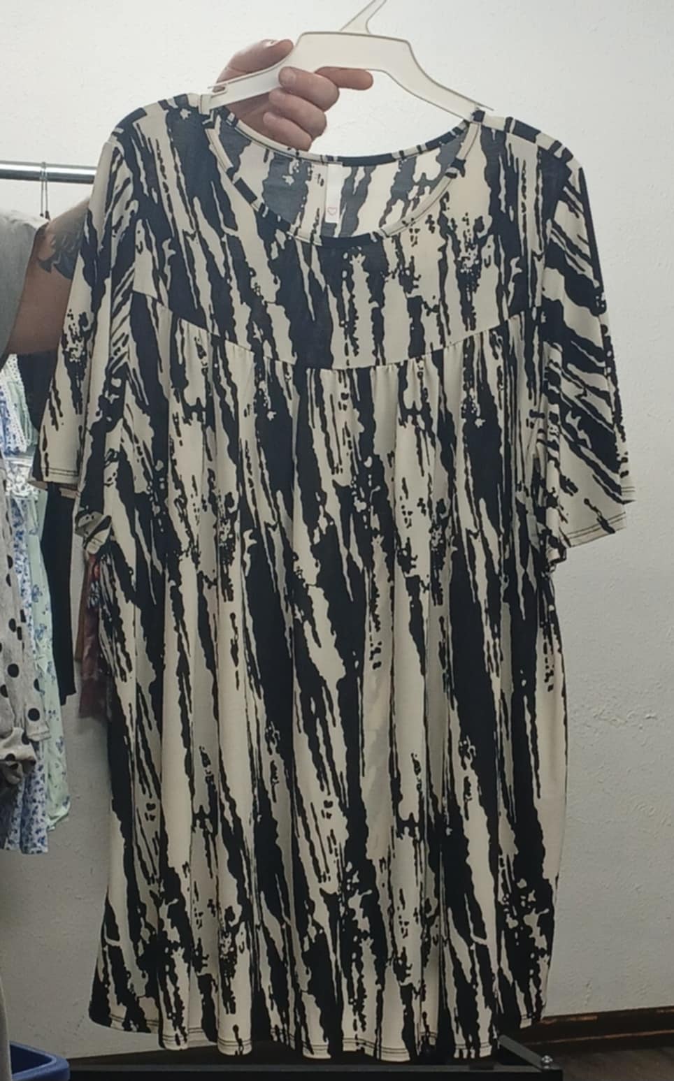 Black & White Shirred Stripe Shirt Top
