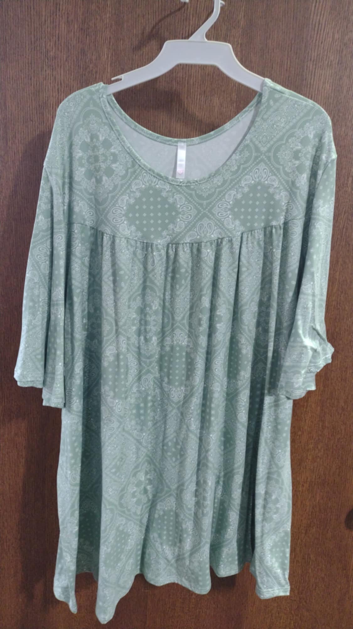 Green Bandana Print Shirred Shirt Top