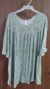 Green Bandana Print Shirred Shirt Top