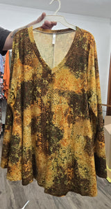 Gold Sparkle Shirt Top V Neck