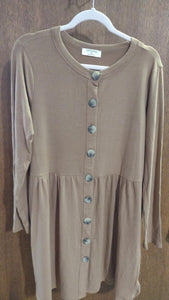 Beige Brown Button Shirt Top or Dress