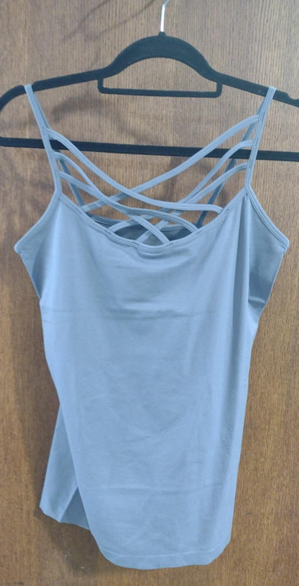 Gray Blue X Neck Tank