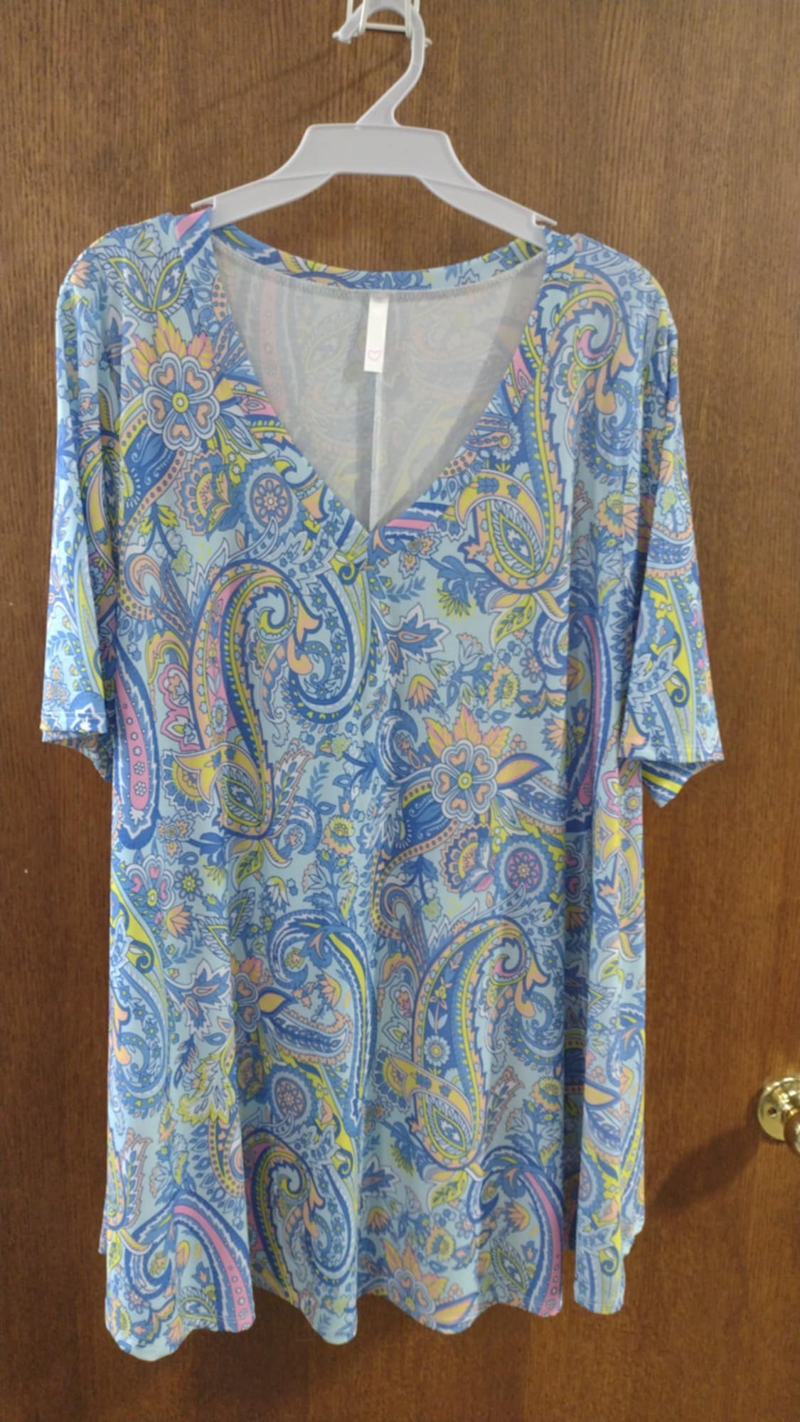 Beautiful Blue Pink Yellow Paisley Shirt Top