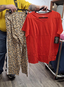 Red Leopard Pajama Pj 2 Piece Set