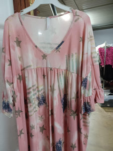Pink Star Flag Shirt Top