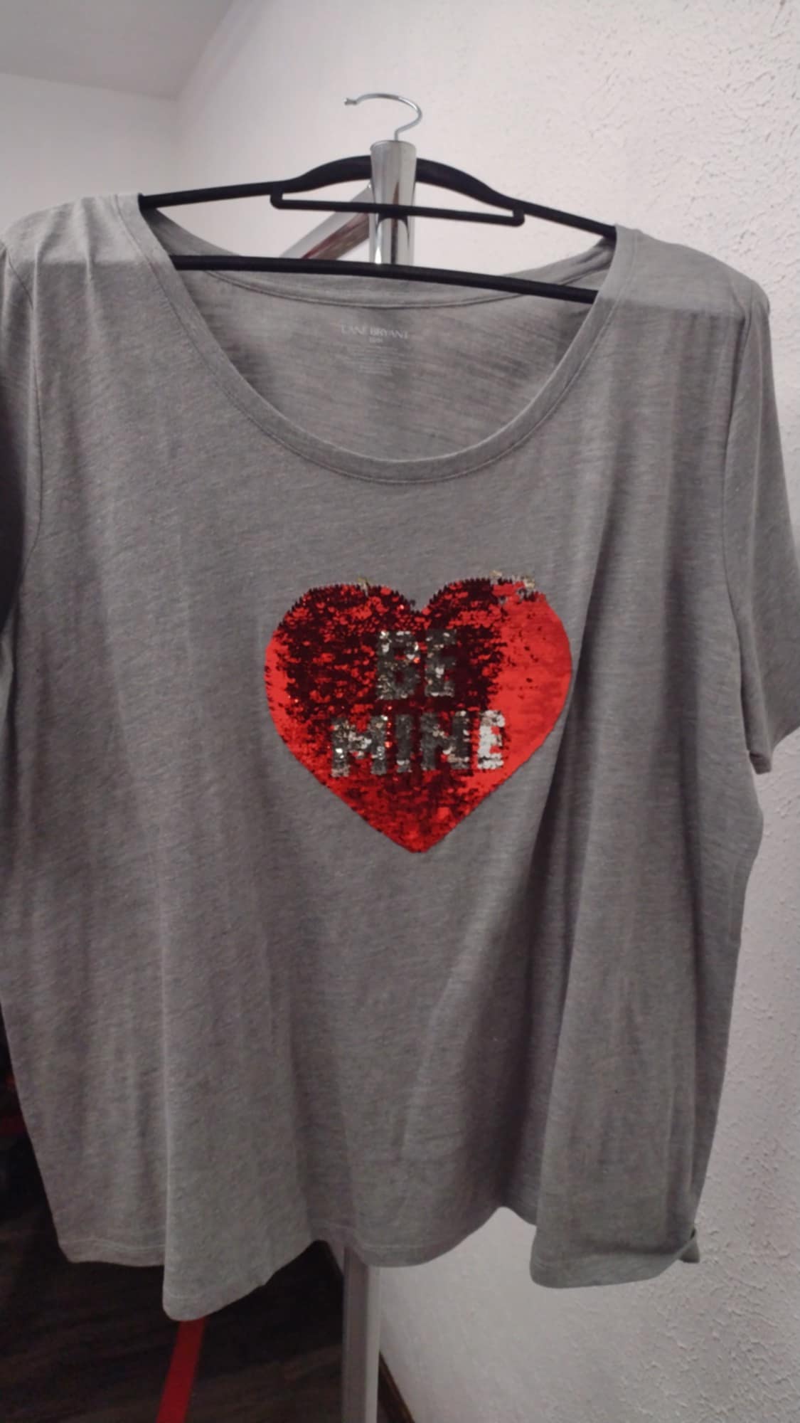 Gray Be Mine Sequin Heart Shirt Top