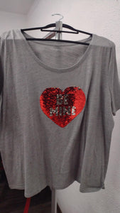 Gray Be Mine Sequin Heart Shirt Top