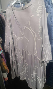 Gray Design Babydoll Shirt Top