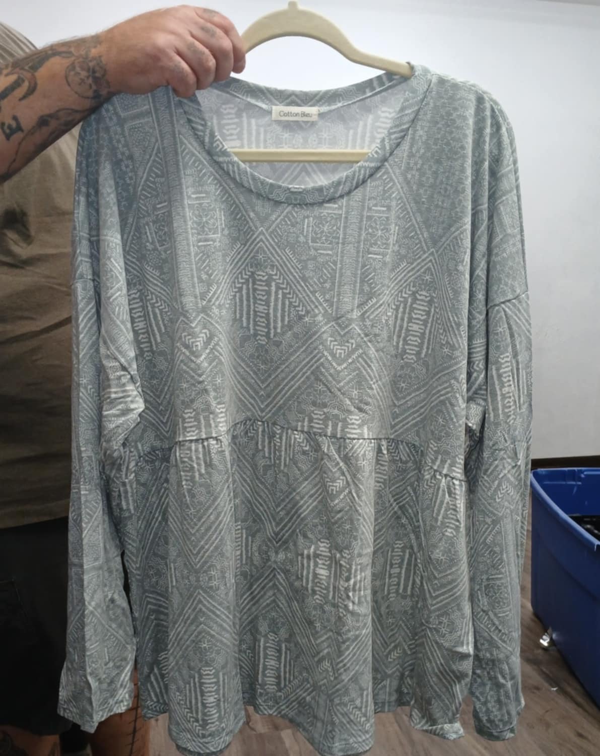 Light Green or Gray Design Shirt Top
