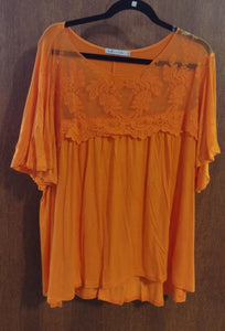 Beautiful Orange Lace Shirt Top