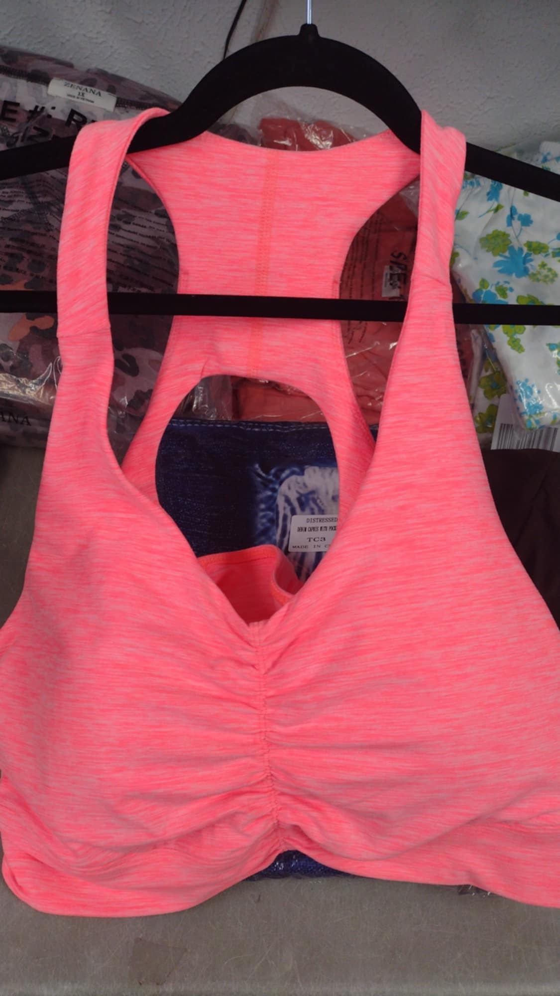 Bright Pink Rouched Front Sports Bra