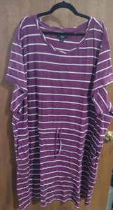 Purple Stripe Dress Drawstring Waist w Pockets