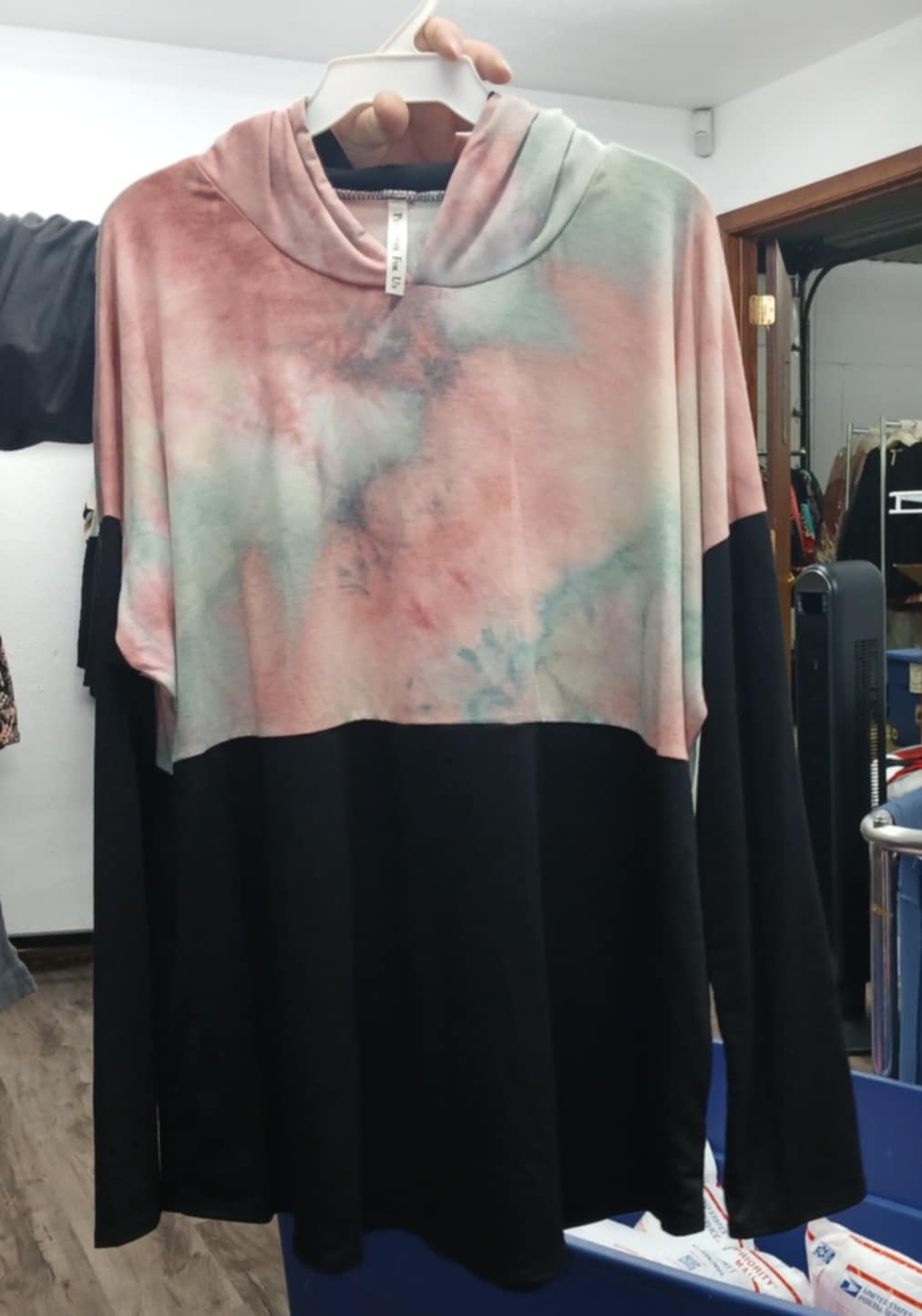 PSFU PinkLight Teal Tie Dye Black Hoodie