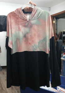 PSFU PinkLight Teal Tie Dye Black Hoodie