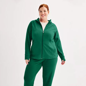 Green Zip Up Hoodie with Thumbholes