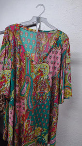 Pink Green Paisley Design Shirt Top