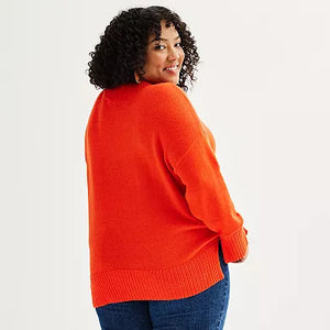 Solid Orange Sweater Shirt Top