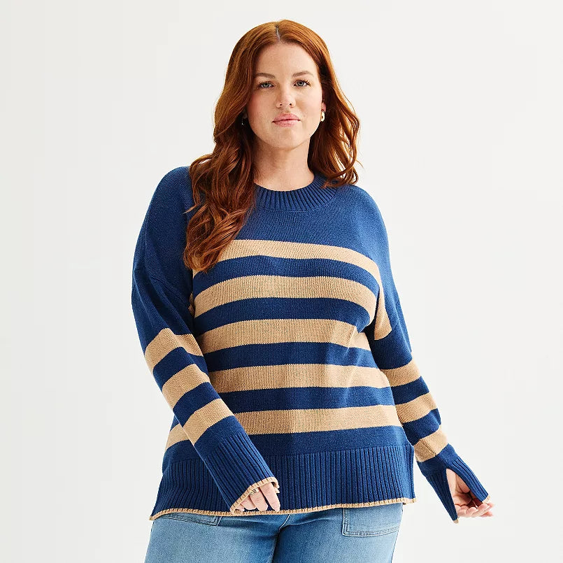 Blue Beige Stripe Sweater