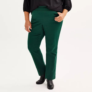 Pull-On Dark Green Bootcut Pants