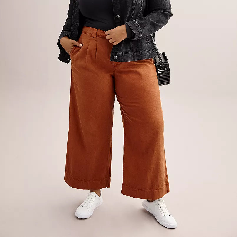 Maple Brown Pleated Wide Leg Pants