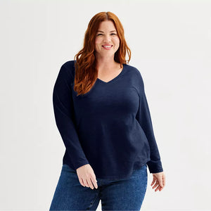 Navy Long Sleeve Everyday Shirt Top