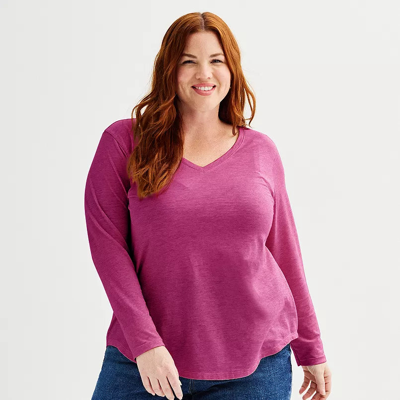 Magenta Long Sleeve Everday Shirt Top
