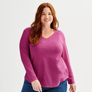 Magenta Long Sleeve Everday Shirt Top