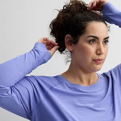 Purple Mesh Shirt Top w Thumb Hole
