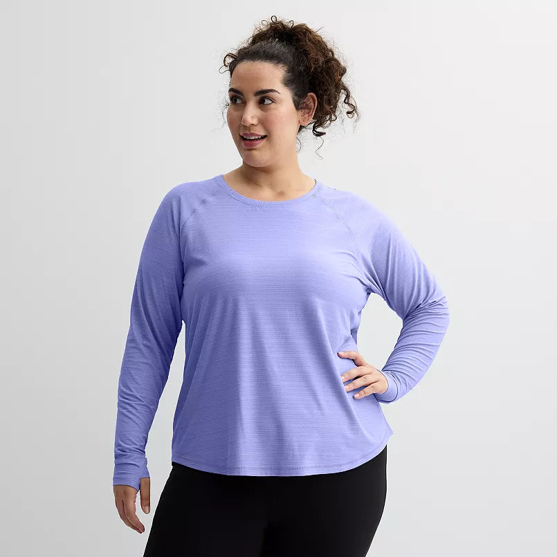 Purple Mesh Shirt Top w Thumb Hole