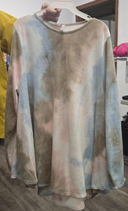 Pink Brown Blue Tie Dye Shirt Top