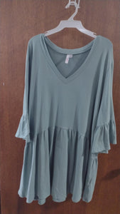 Sage Green V Neck Shirt Top